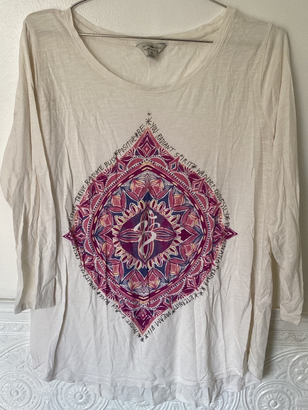 Lucky Brand "Lucky Lotus" Boho Mandala Graphic Tee - Picture 2 of 6